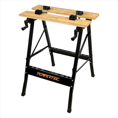Powertec Deluxe Bamboo Workbench Top, Portable Project Center and Vise Tool w/4 Bench Dogs MT4006V